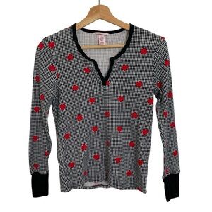 Victoria’s Secret Houndstooth Heart Thermal Pajama Set Womens S Waffle Stretch